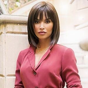 Noriko Alva Wig – Short Bob with Bangs – Marble Brown – Brand New in Box